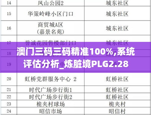 澳门三码三码精准100%,系统评估分析_炼脏境PLG2.28