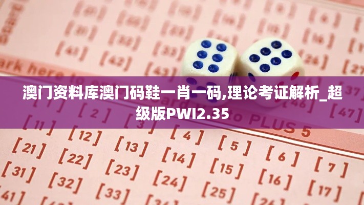 澳门资料库澳门码鞋一肖一码,理论考证解析_超级版PWI2.35