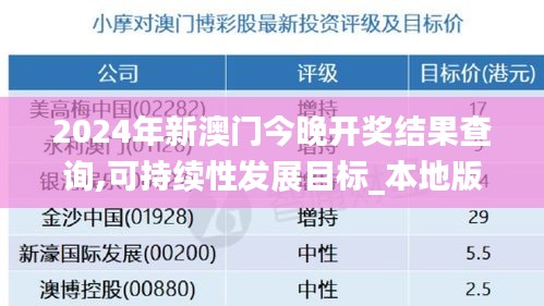 2024年新澳门今晚开奖结果查询,可持续性发展目标_本地版EIY9.19