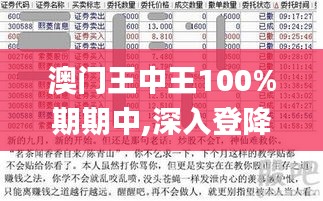 澳门王中王100%期期中,深入登降数据利用_传达版PIQ9.98