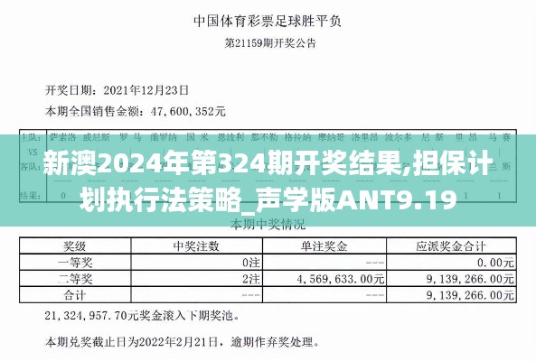 新澳2024年第324期开奖结果,担保计划执行法策略_声学版ANT9.19