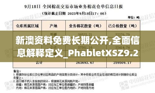 新澳资料免费长期公开,全面信息解释定义_PhabletXSZ9.22