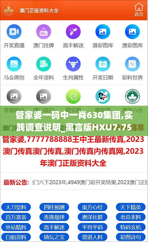 管家婆一码中一肖630集团,实践调查说明_寓言版HXU7.75