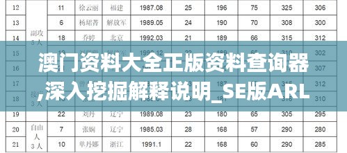 澳门资料大全正版资料查询器,深入挖掘解释说明_SE版ARL39.312