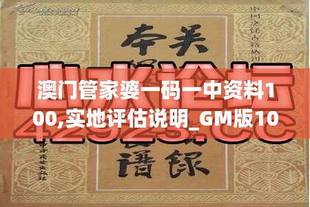 澳门管家婆一码一中资料100,实地评估说明_GM版10.790