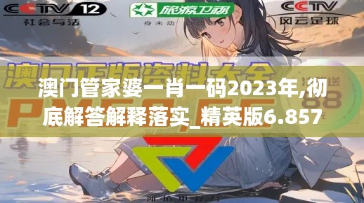 澳门管家婆一肖一码2023年,彻底解答解释落实_精英版6.857