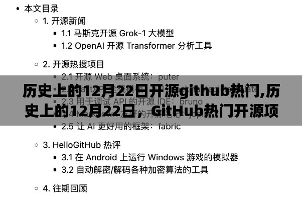 历史上的12月22日GitHub热门开源项目璀璨一览