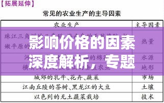 影响价格的因素深度解析，专题复习全攻略
