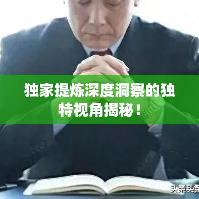独家提炼深度洞察的独特视角揭秘！